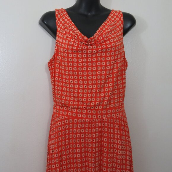 Anthropologie Maeve size Small Brianne Dress Orange Floral Print Cowl Sleeveless - Picture 4 of 6